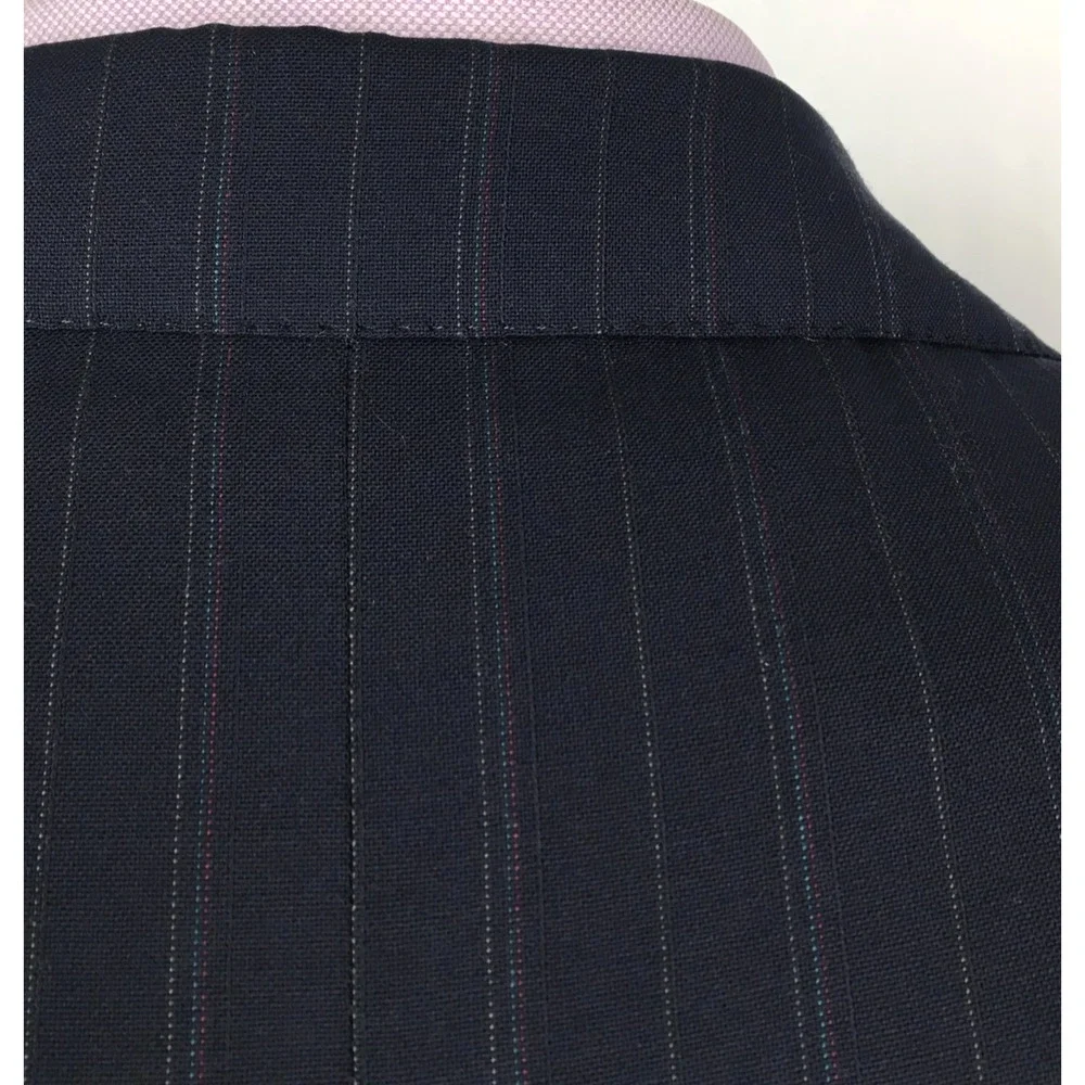 38R Polo Ralph Lauren USA Mens Vintage 2 Bttn Wool Suit Black Pinstripe Pants 32